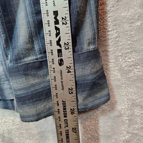 Kuhl Mens L Blue Striped Long Sleeve Button Shirt career date party casual logo - Picture 5 of 11